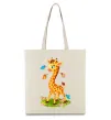 Еко-сумка Жирафа з метеликами Бежевий Еко-сумка Жирафа з метеликами Бежевий фото