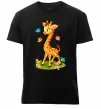 Чоловіча преміум футболка Жирафа з метеликами Чорний фото
