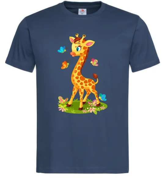 Чоловіча футболка Жирафа з метеликами Темно-синій фото