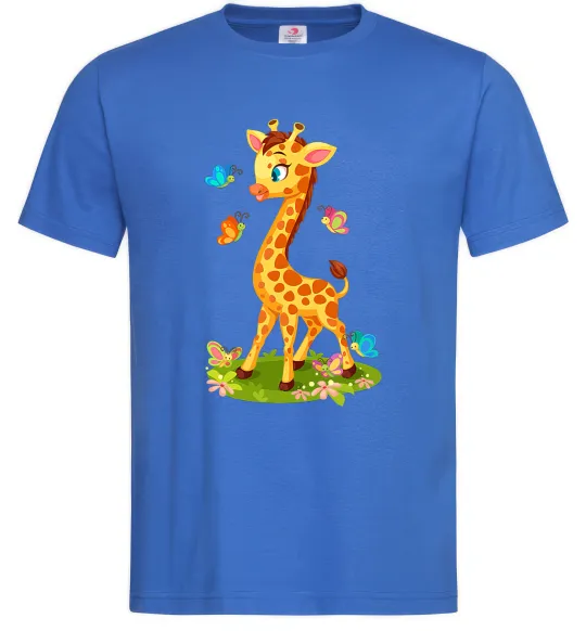 Чоловіча футболка Жирафа з метеликами Яскраво-синій фото