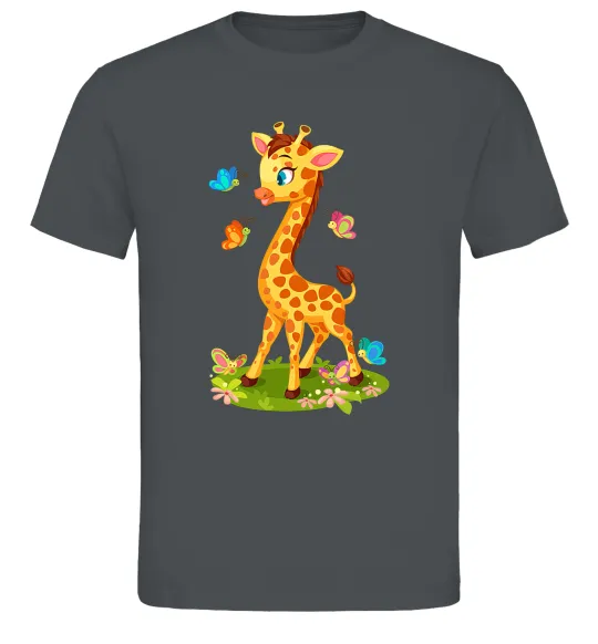 Чоловіча футболка Жирафа з метеликами Графіт фото