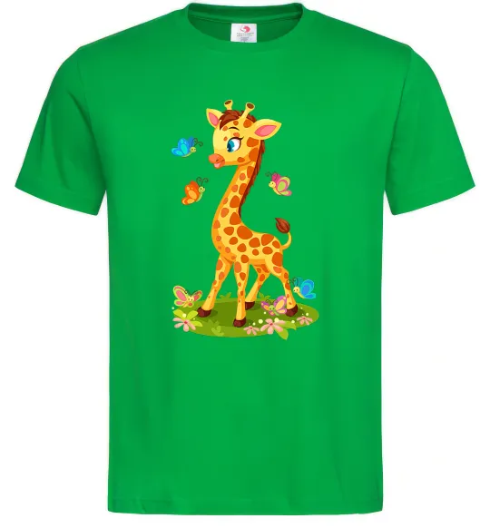 Чоловіча футболка Жирафа з метеликами Зелений фото