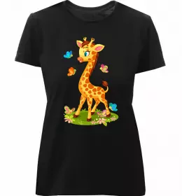 Женская премиум футболка Жираф акварель Белый фото