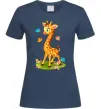 Женская футболка Жирафа з метеликами Темно-синий Женская футболка Жирафа з метеликами Темно-синий фото