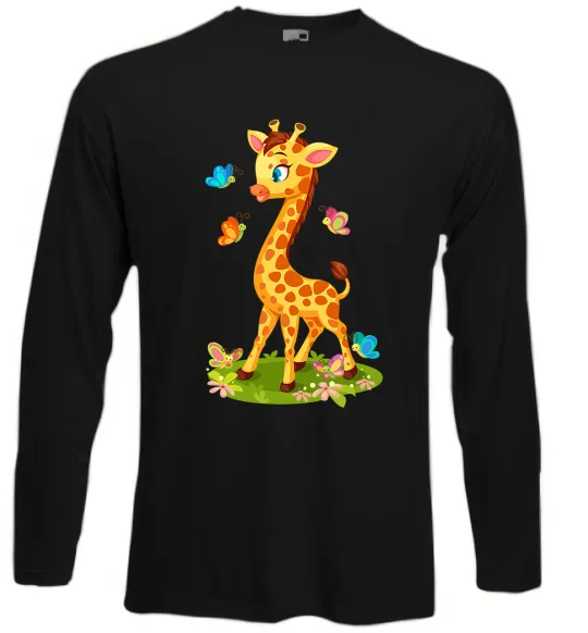 Лонгслив Жирафа з метеликами Черный фото