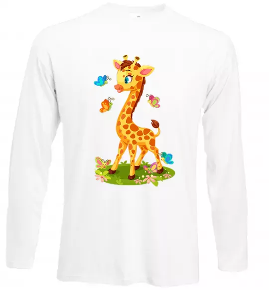 Лонгслив Жирафа з метеликами Белый фото
