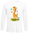 Лонгслив Жирафа з метеликами Белый фото