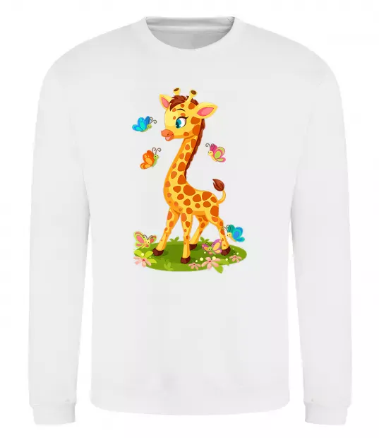 Світшот Жирафа з метеликами Білий фото