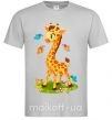 Чоловіча футболка Жираф с бабочками Сірий фото