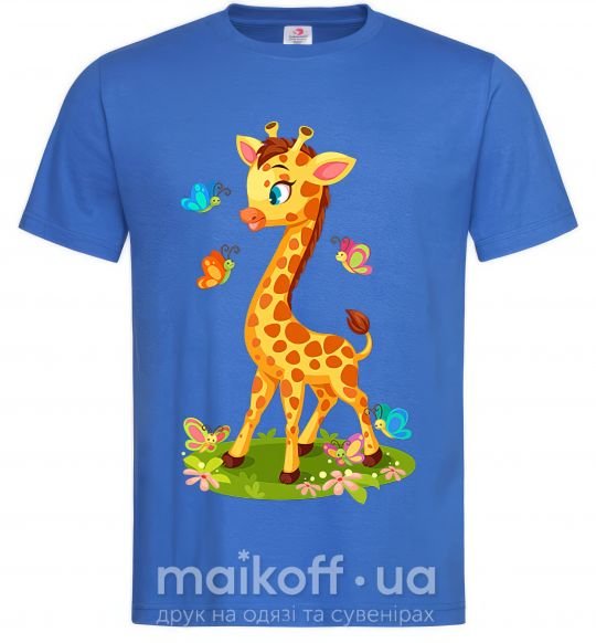 Чоловіча футболка Жираф с бабочками Яскраво-синій фото