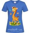 Жіноча футболка Жираф с бабочками Яскраво-синій фото