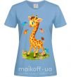 Жіноча футболка Жираф с бабочками Блакитний фото