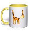 Чашка з кольоровою ручкою Жираф завис Сонячно жовтий фото
