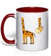 Чашка с цветной ручкой Жираф завис Красный фото