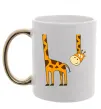 Чашка с цветной ручкой Жираф завис Золото фото