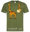 Мужская футболка Жираф завис Оливковый фото