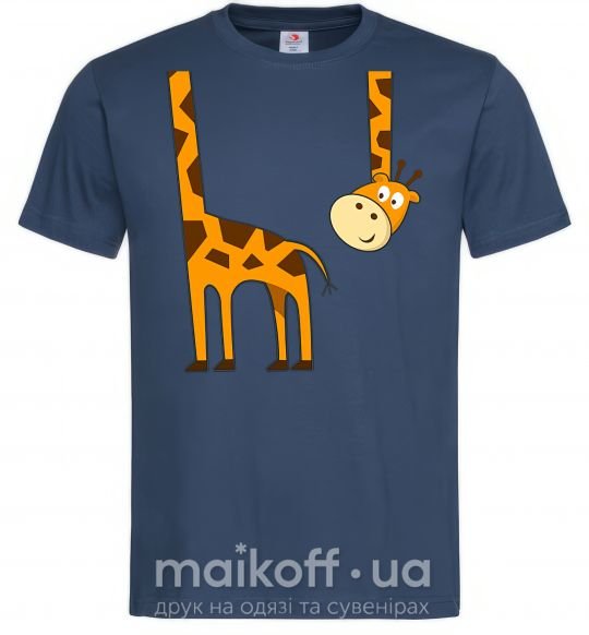 Мужская футболка Жираф завис Темно-синий фото