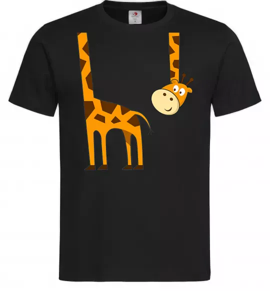 Чоловіча футболка Жираф завис Чорний фото