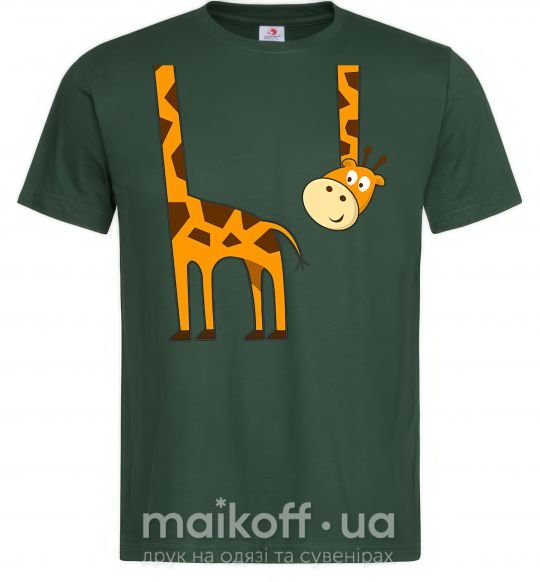 Мужская футболка Жираф завис Темно-зеленый фото