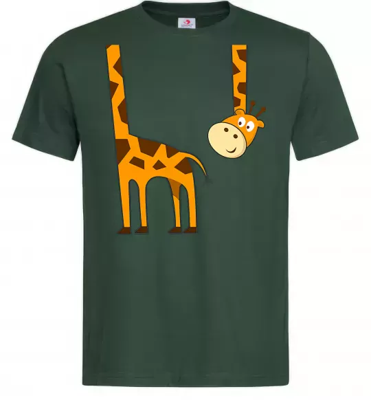 Чоловіча футболка Жираф завис Темно-зелений фото