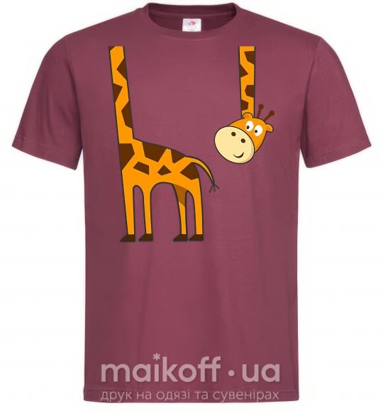 Мужская футболка Жираф завис Бордовый фото