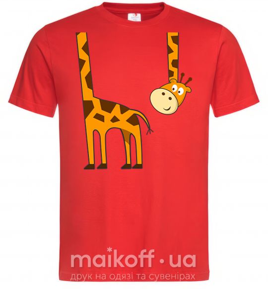 Мужская футболка Жираф завис Красный фото