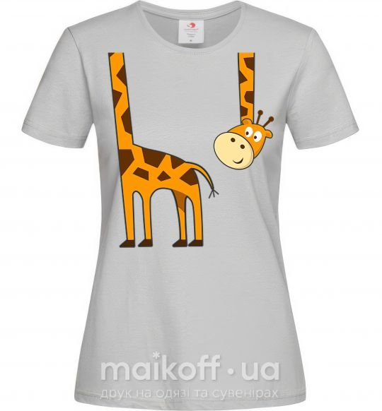 Женская футболка Жираф завис Серый фото