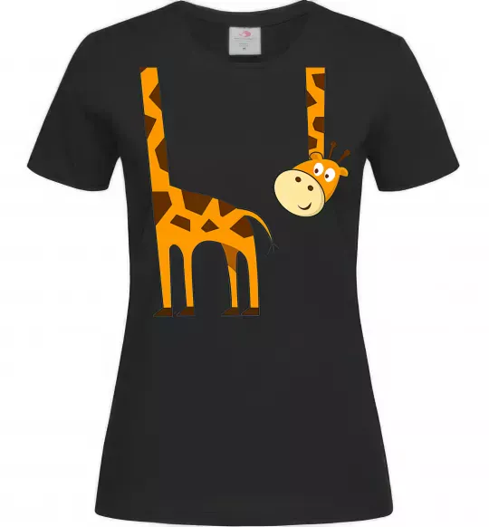 Женская футболка Жираф завис Черный фото