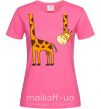 Жіноча футболка Жираф завис Яскраво-рожевий фото