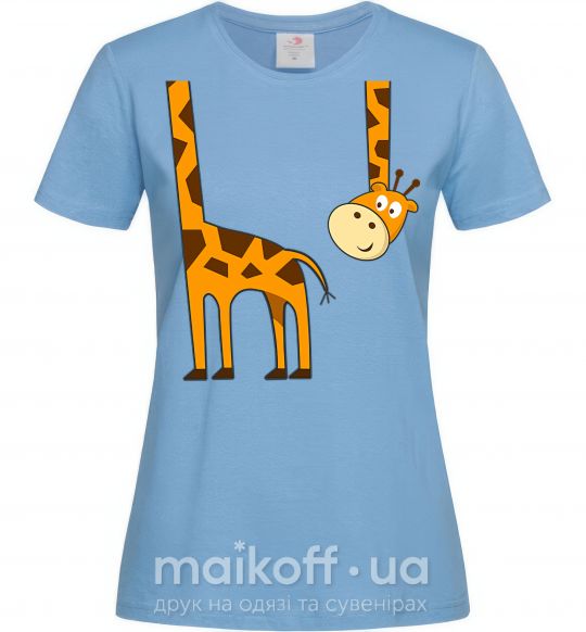 Жіноча футболка Жираф завис Блакитний фото