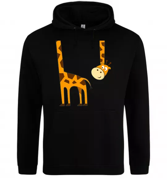 Чоловіча толстовка (худі) Жираф завис Чорний фото