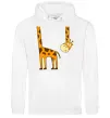 Чоловіча толстовка (худі) Жираф завис Білий фото