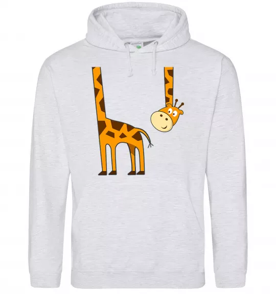 Чоловіча толстовка (худі) Жираф завис Сірий меланж фото