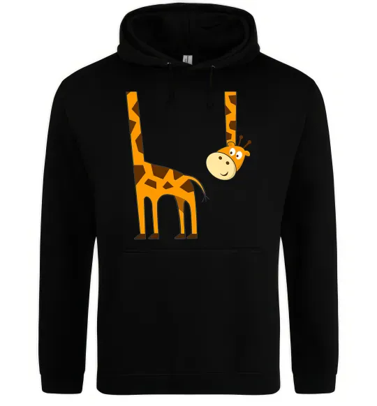 Женская толстовка (худи) Жираф завис Черный фото