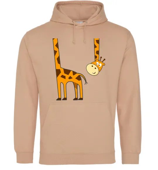 Женская толстовка (худи) Жираф завис Песочный фото