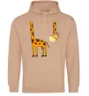 Женская толстовка (худи) Жираф завис Песочный Женская толстовка (худи) Жираф завис Песочный фото