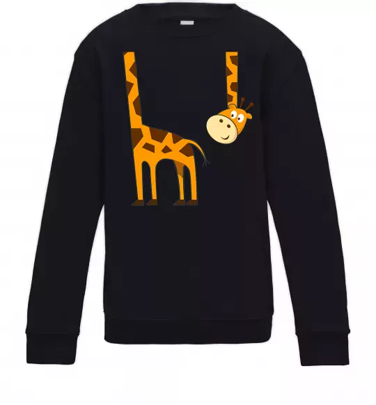 Детский Свитшот Жираф завис Черный фото