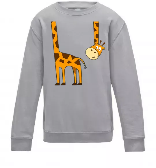 Детский Свитшот Жираф завис Серый меланж фото