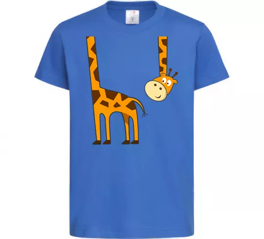 Детская футболка Жираф завис Ярко-синий фото