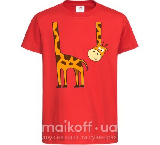 Детская футболка Жираф завис Красный фото