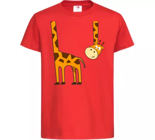 Детская футболка Жираф завис Красный фото