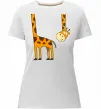 Жіноча преміум футболка Жираф завис Білий фото