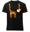Мужская премиум футболка Жираф завис Черный фото