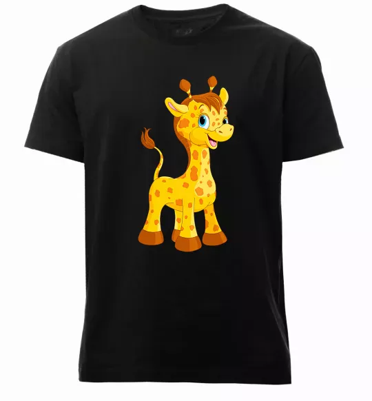 Чоловіча преміум футболка Маленька жирафа Чорний фото