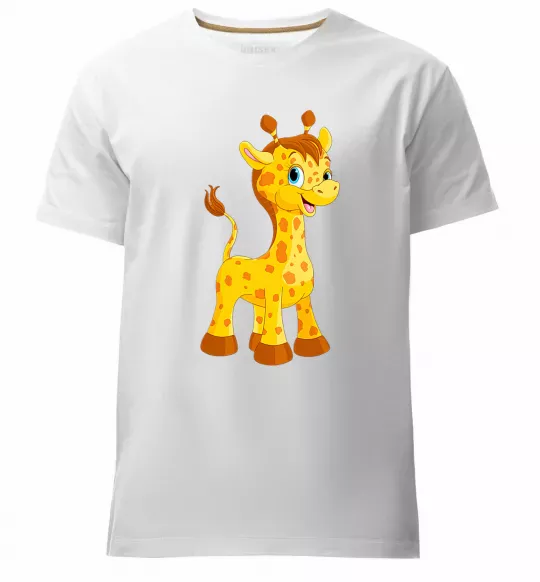 Чоловіча преміум футболка Маленька жирафа Білий фото