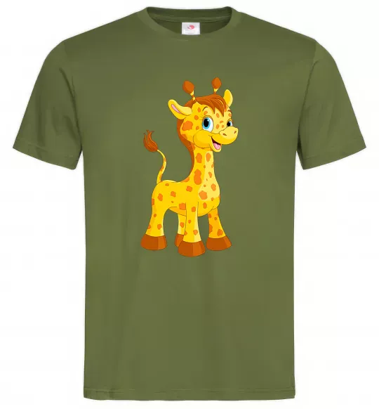 Мужская футболка Маленька жирафа Оливковый фото