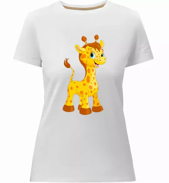Женская премиум футболка Маленька жирафа Белый фото