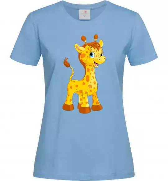 Жіноча футболка Маленька жирафа Блакитний фото