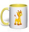 Чашка з кольоровою ручкою Малыш жираф Сонячно жовтий фото