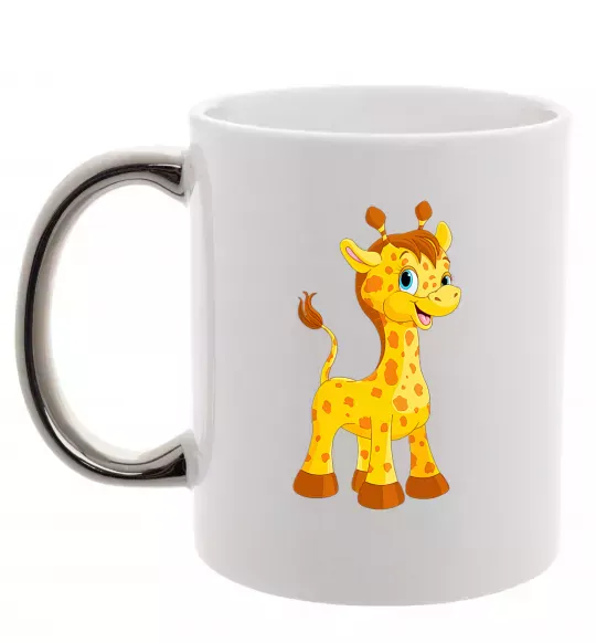 Чашка с цветной ручкой Маленька жирафа Серебро фото